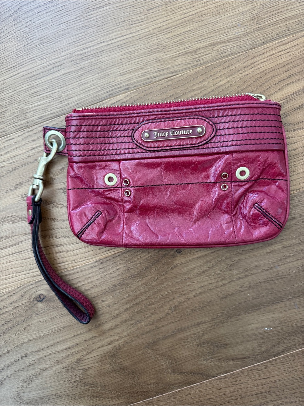 Juicy Couture Red Wristlet Clutch with Gold Hardware